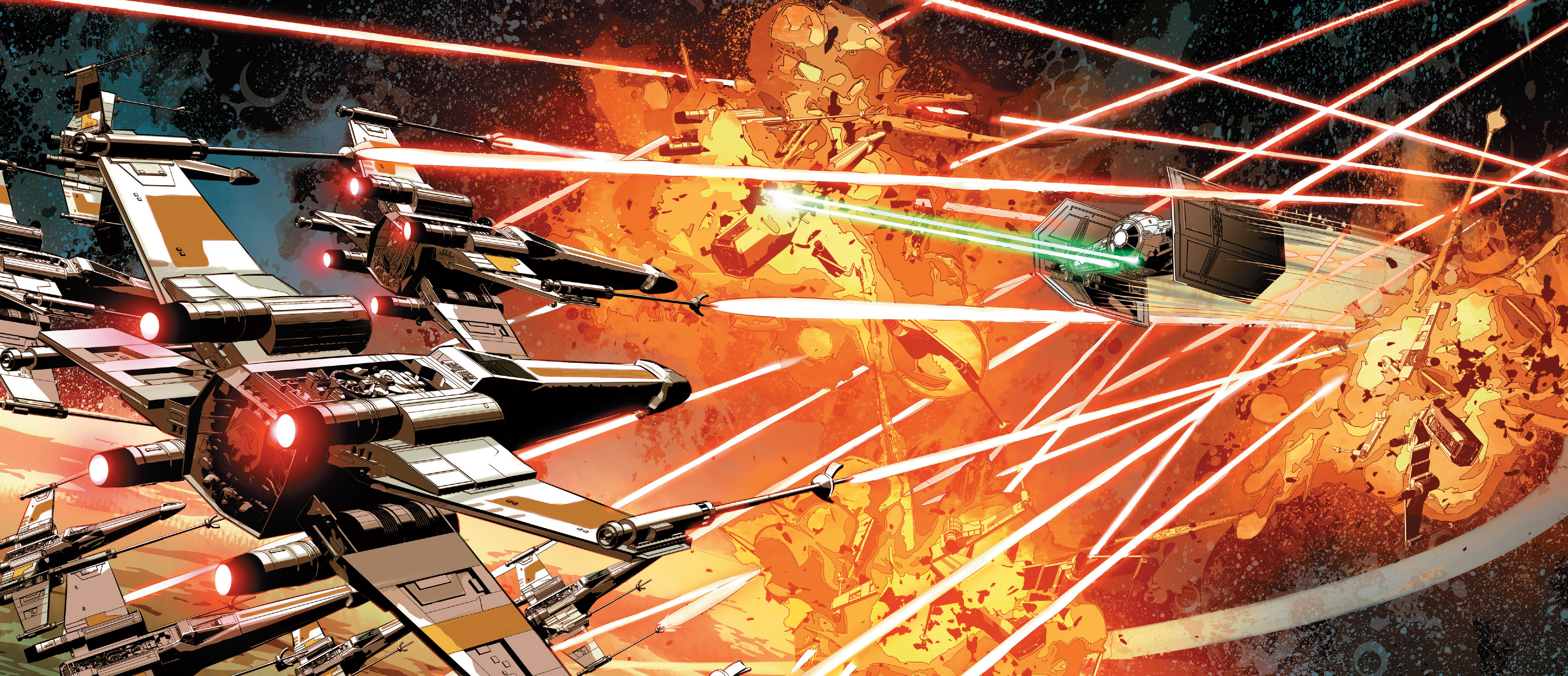 Yellow Squadron in combat with Darth Vader