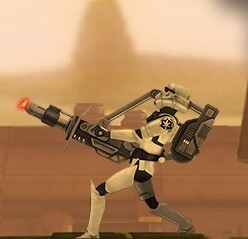 A Heavy Weapons Stormtrooper defending an Imperial installation during the Spectres' rebellion.