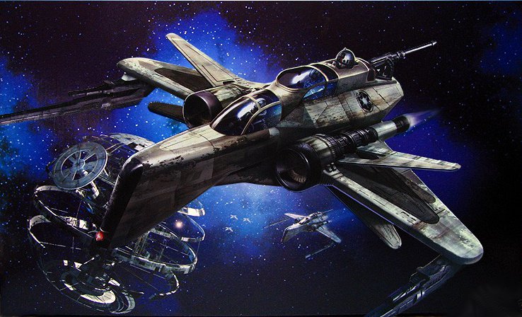 Shadow Squadron ARC-170 starfighters near the Death Star construction site