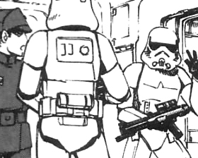 Another commander ordered this stormtrooper commander to report to Vader—a scene that appeared only in the Manga comic.