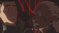 Xiono, trapped inside the sith temple, meets Mika Grey.