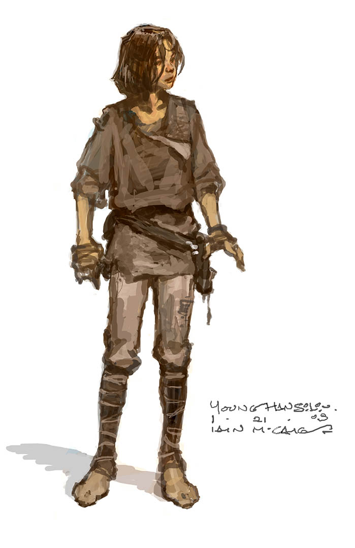 Concept art of a young Han Solo, originally set to appear in Revenge of the Sith