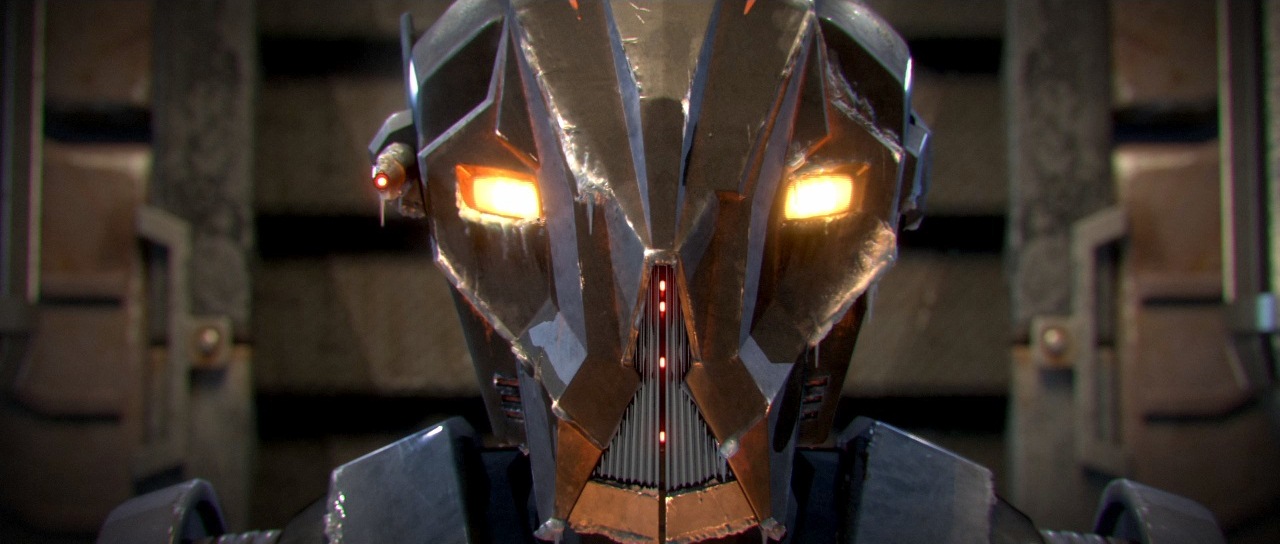 A close-up of an HK-51 series assassin droid