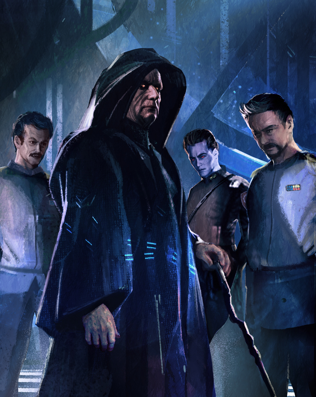 Il-Raz (left) attends a convocation with Emperor Palpatine and other Grand Admirals.