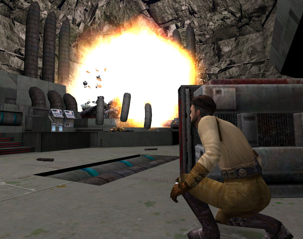 Kyle Katarn sabotages the mining operation before the battle.