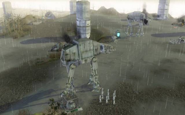 AT-ATs attacking the rebel base.