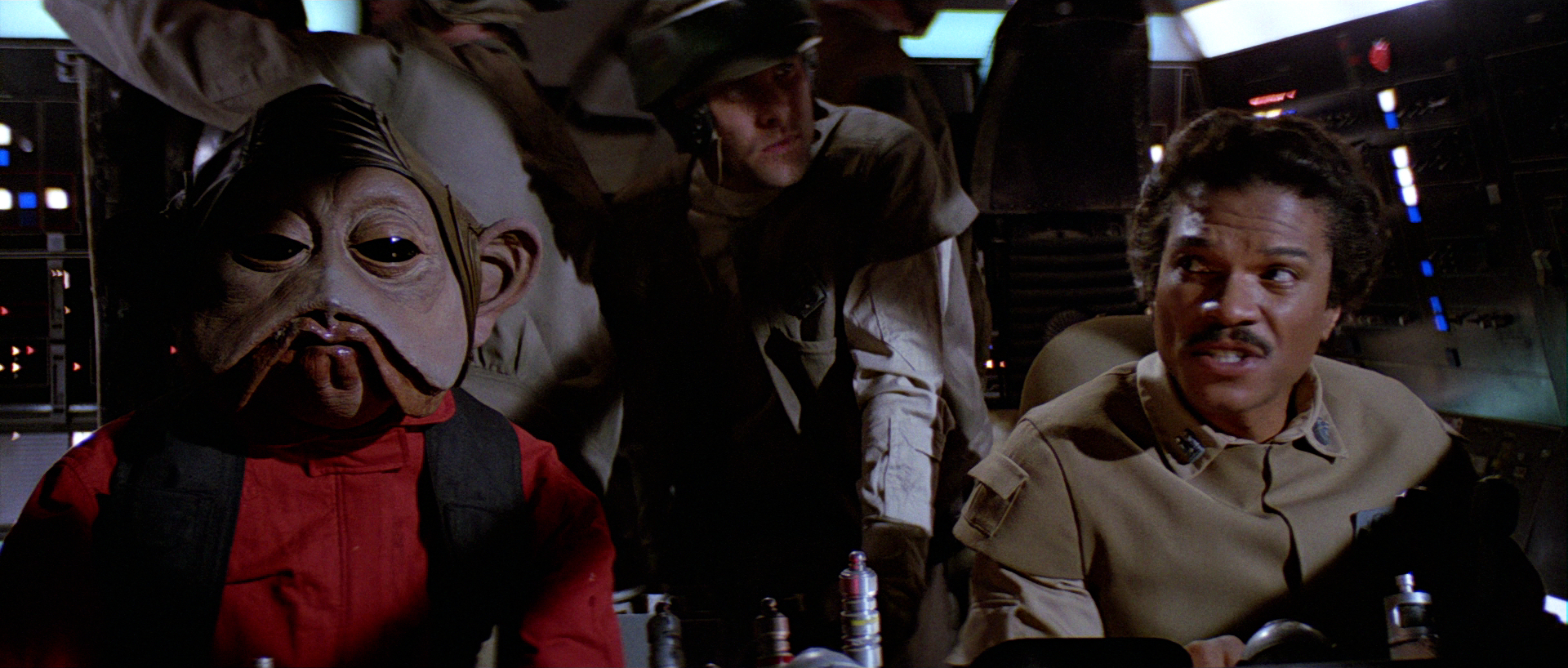 Calrissian and his co-pilot, Nien Nunb, during the Battle of Endor.