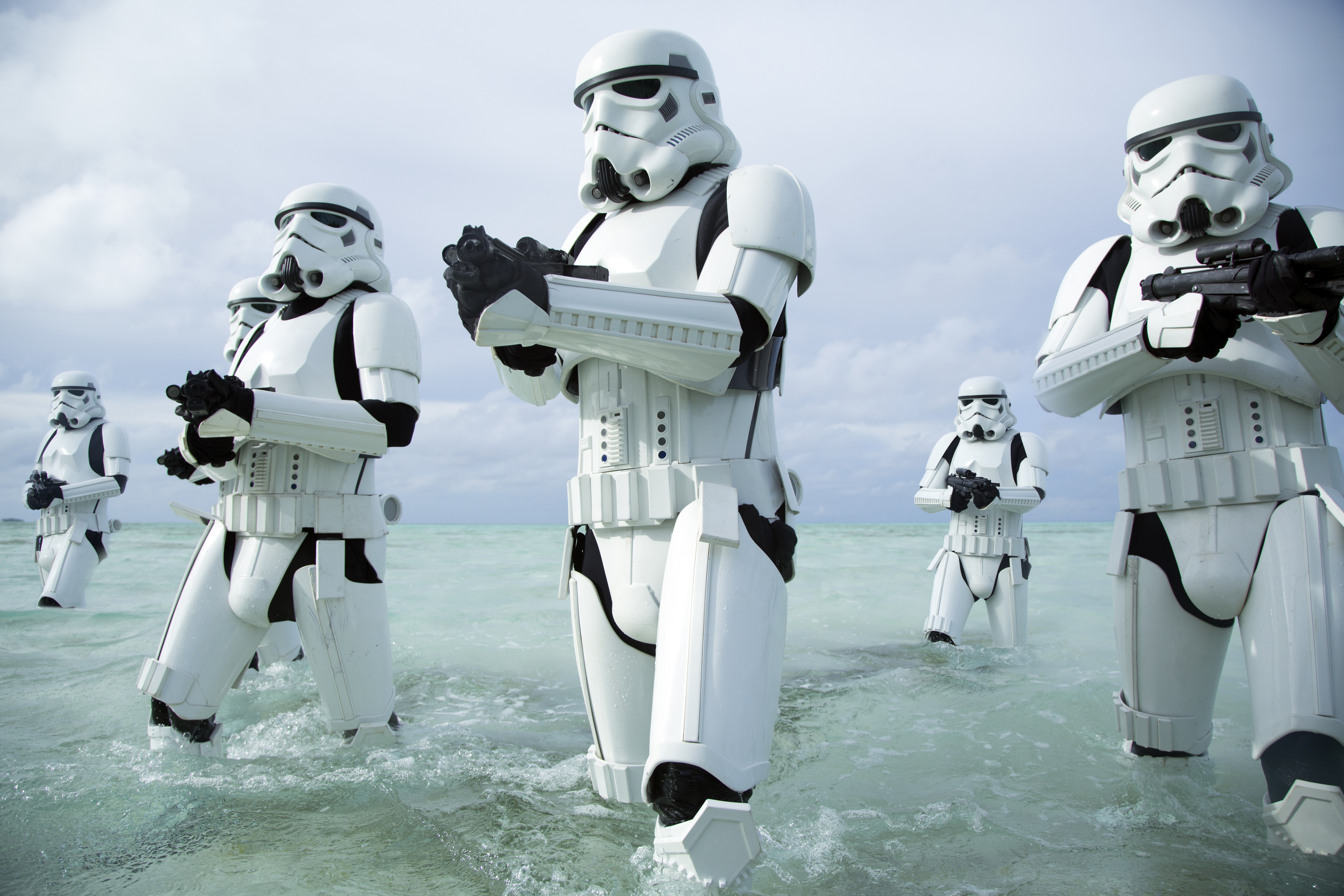 Like their clone predecessors, Imperial stormtroopers were outfitted with white plastoid body armor.