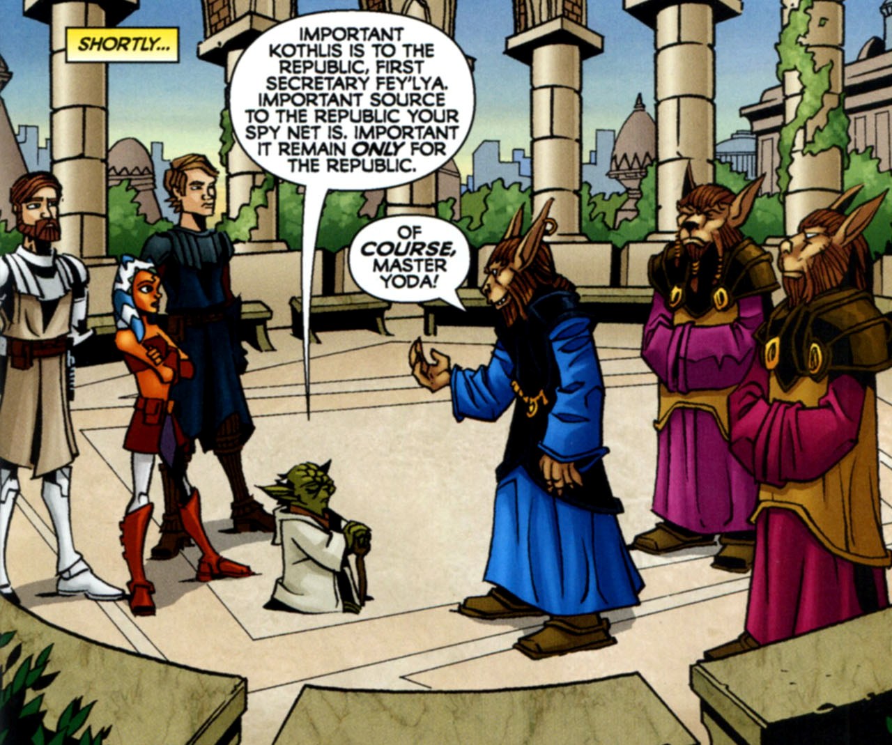 The Jedi negotiate with Desark Fey'lya.