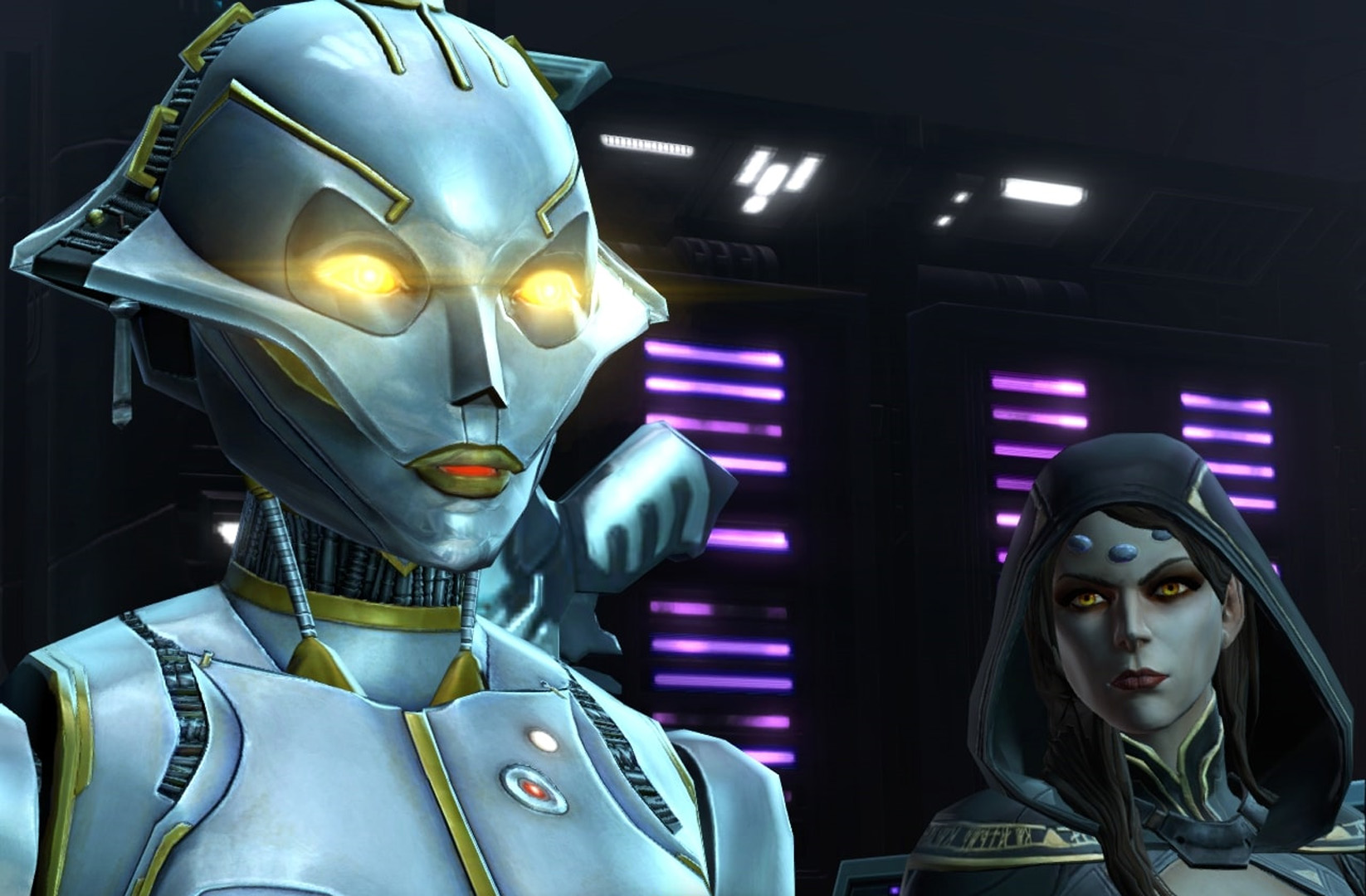 SCORPIO and Senya, posing as Vaylin, on the Gilded Star.