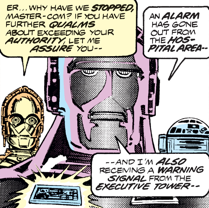 Master-Com and the two droids that started its path towards humanity, C-3PO and R2-D2.