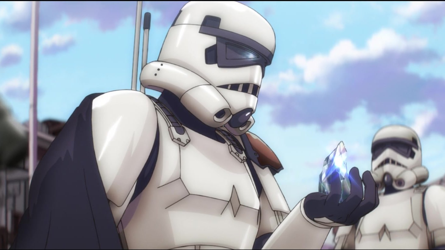 The commander holding a kyber crystal