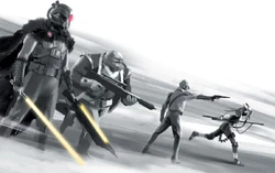 The leaders of the Nihil (left to right) Marchion Ro, Pan Eyta, Kassav Milliko, and Lourna Dee