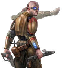 A master hunter wearing a shoulder-mounted cannon.