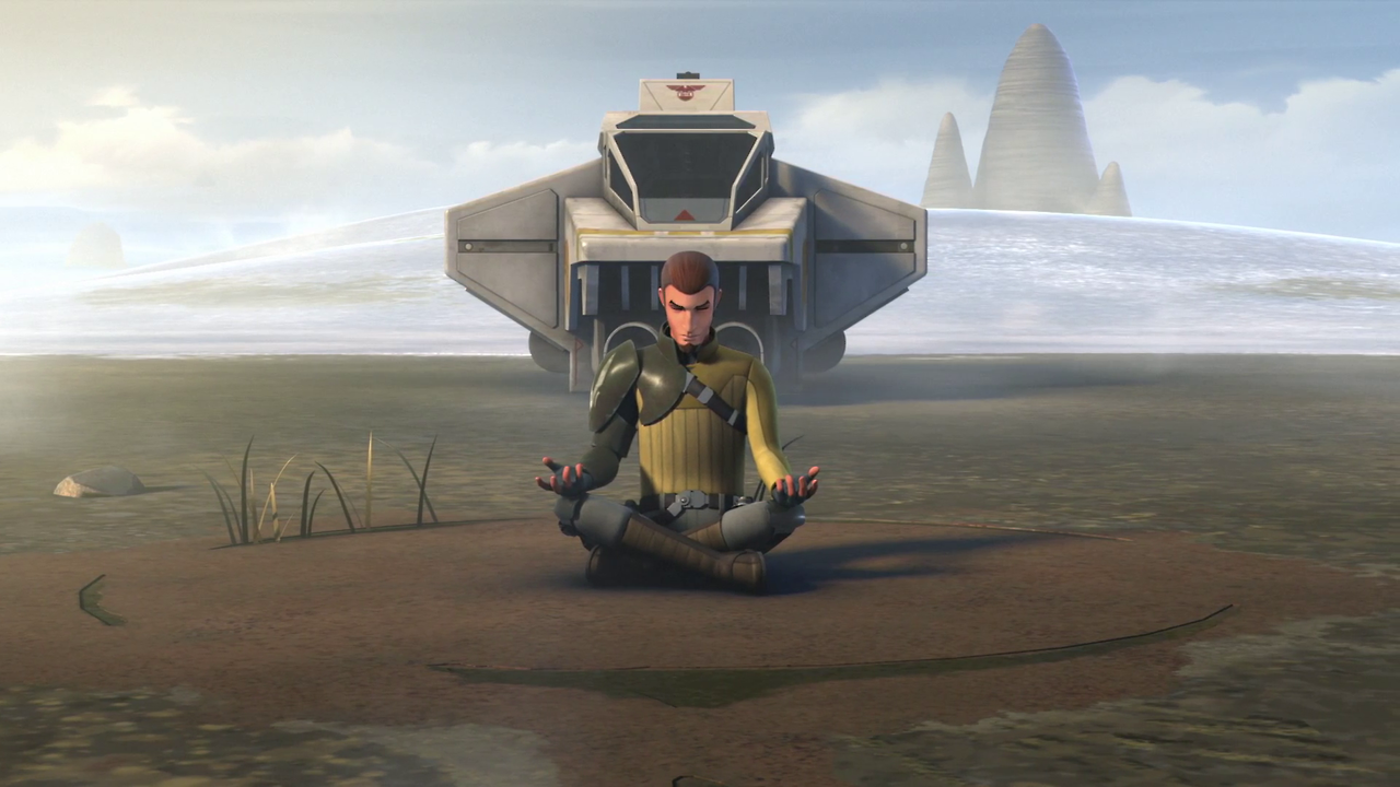 Kanan meditating at front of the Phantom