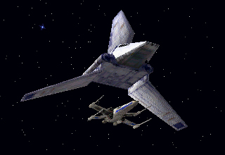 Blastwell's X-wing is rescued by a shuttle.