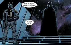 Boba reports to Darth Vader aboard a Star Destroyer.