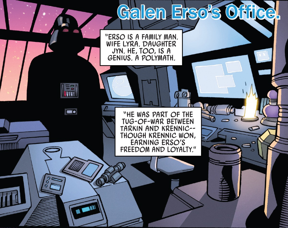 Vader visits Galen Erso's office.