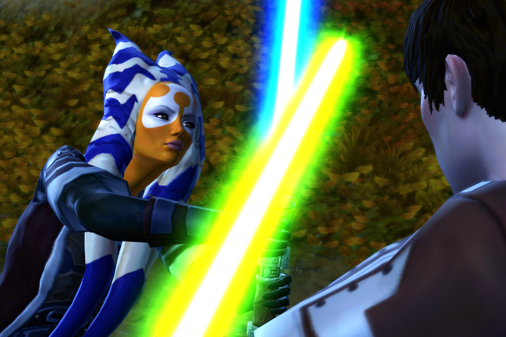 Ashara spars against fellow Jedi Varek.