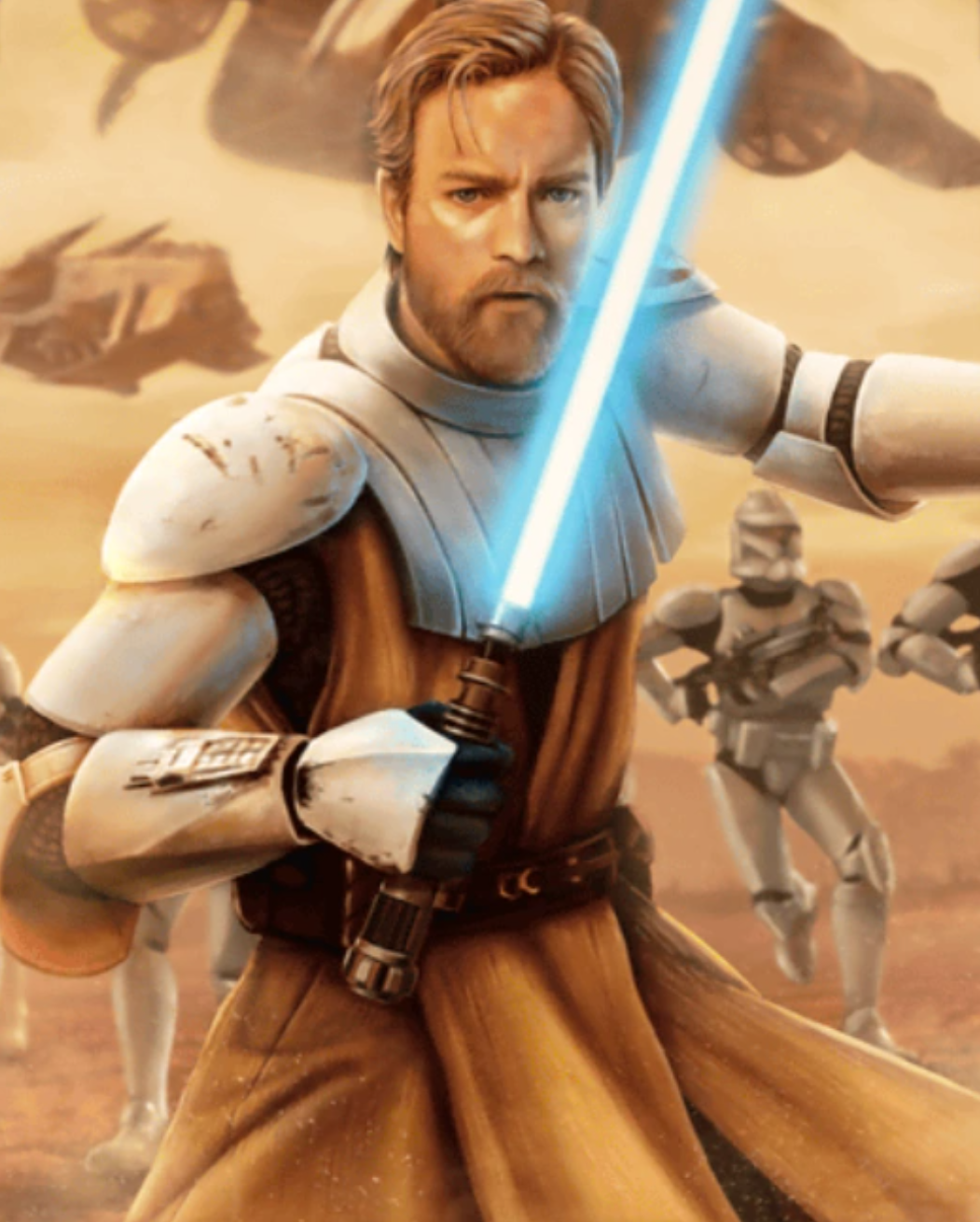 In wartime some Jedi wore armor plates over their traditional robes.