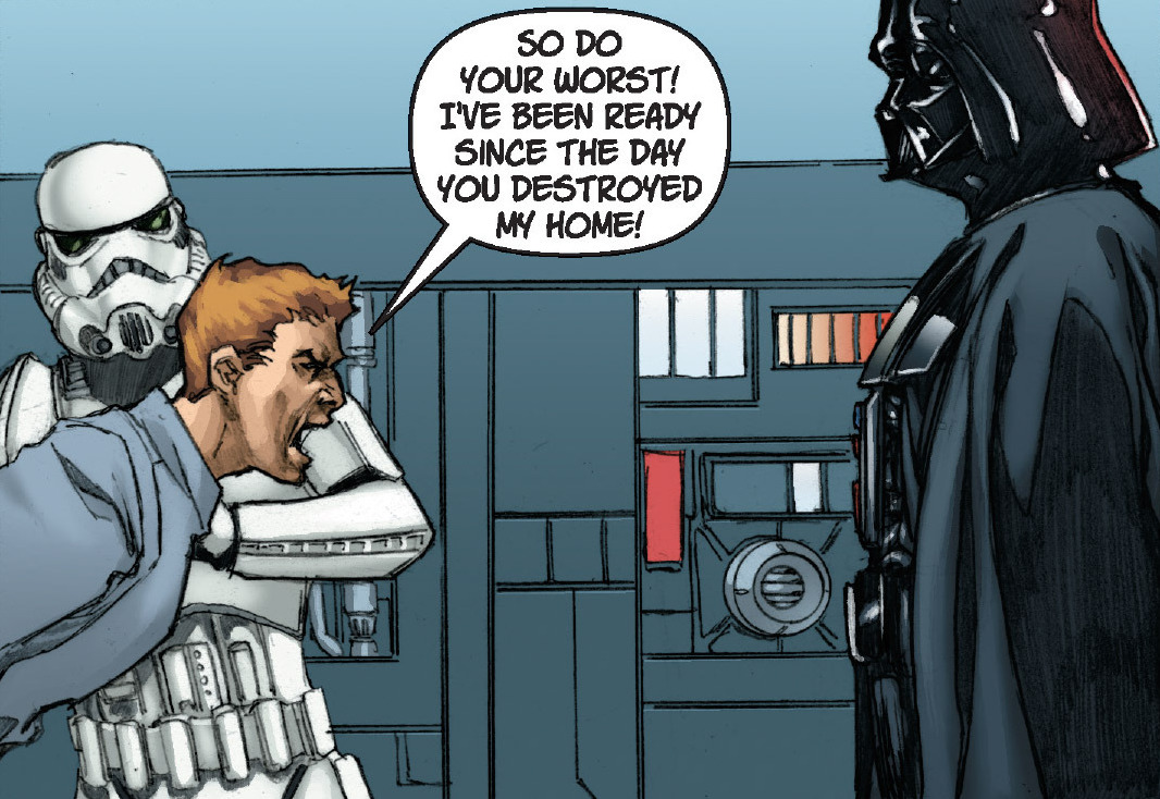 Darth Vader confronts Garil Dox.