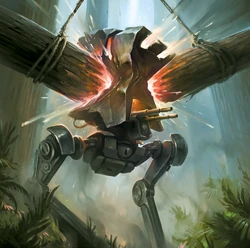 Logs being used to destroy an armored scout transport.