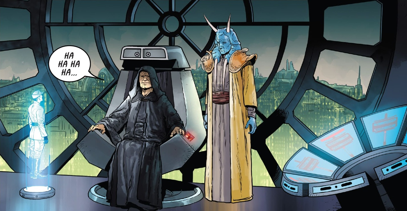 The Emperor finds Vader's recent departure amusing.