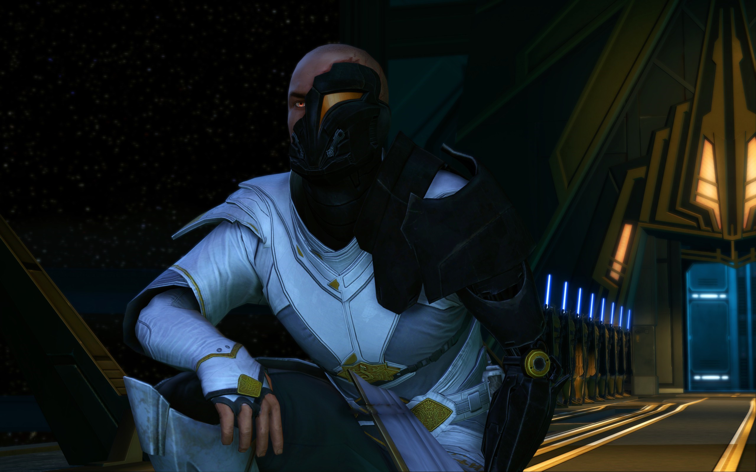 Arcann reports to his father of the intruders' arrival.