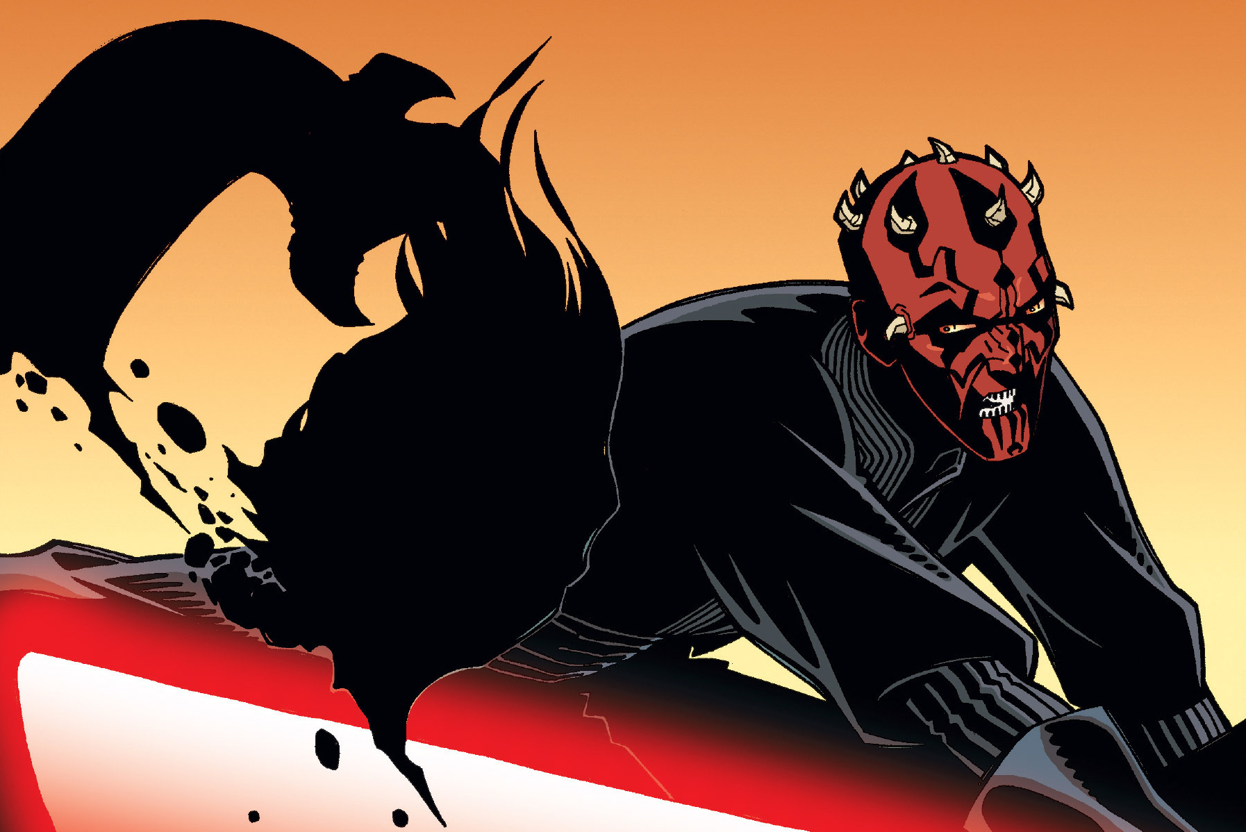 Darth Maul kills Silus with his lightsaber.