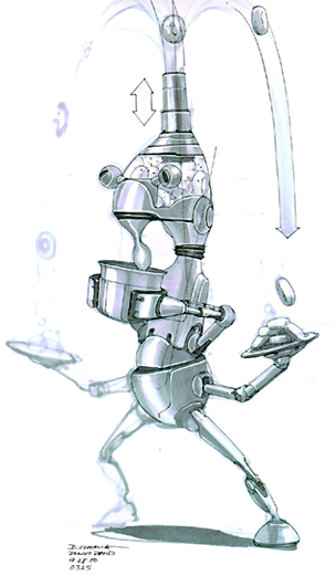 Doug Chiang's original concept art of a donut droid