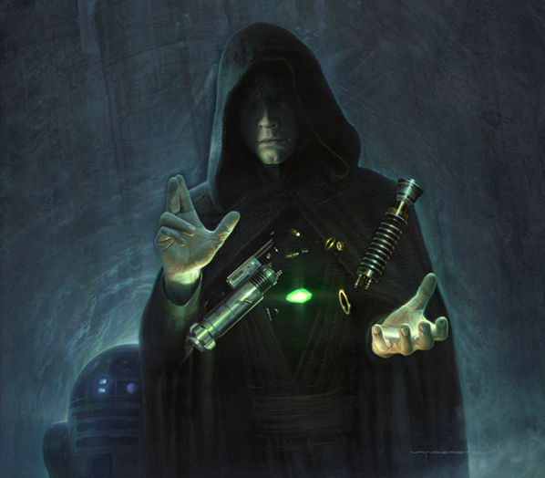 Luke builds his lightsaber with Artoo in a 2012 illustration.[2]