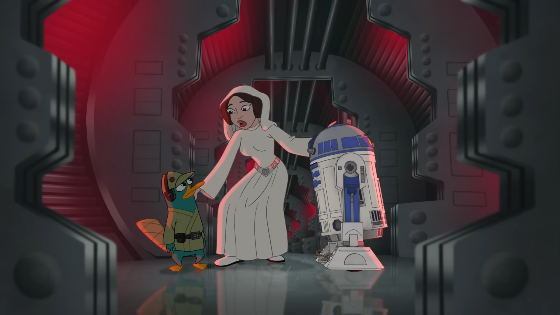 Leia Organa sends Perry to escort R2-D2.