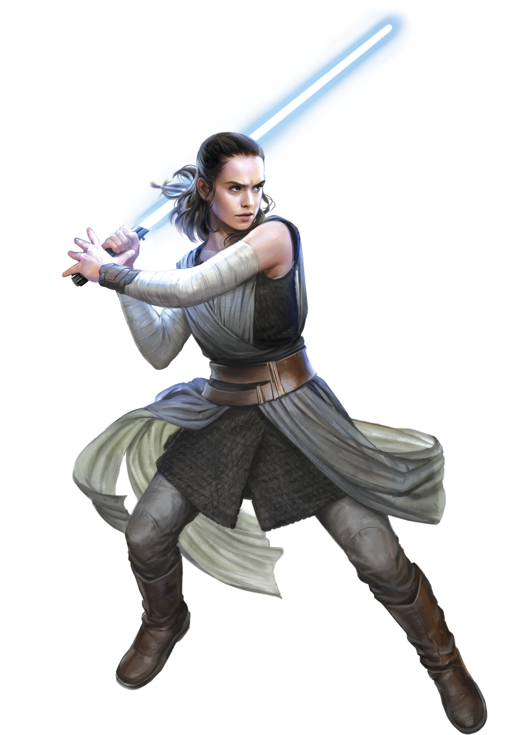 Rey wore a set of Jedi training robes following her apprenticeship on Ahch-To.