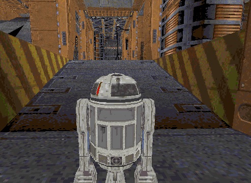 An R2 unit in the Sandcrawler Training Facility