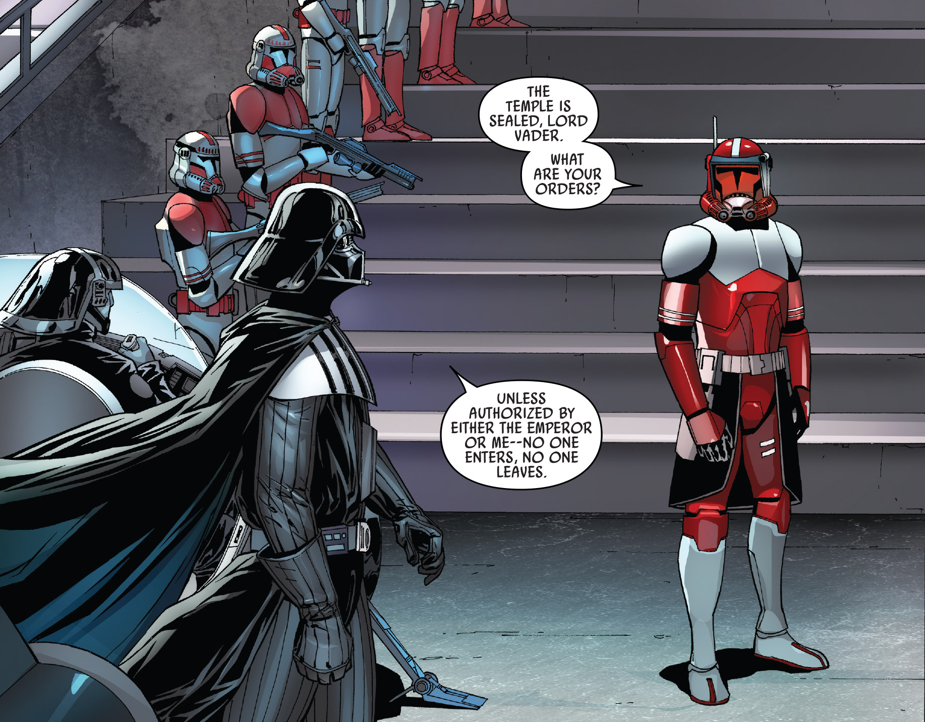 Fox had the Jedi Temple surrounded by the Coruscant Guard, in accordance with Darth Vader's instructions.