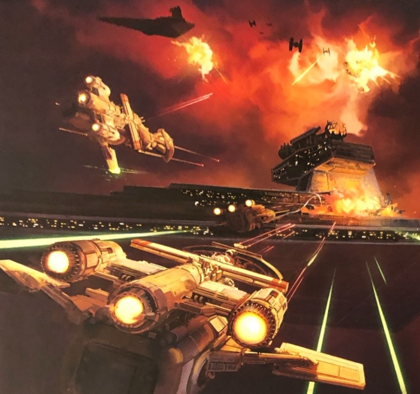 A trio of Braha'tok-class gunships engage Imperial starships.