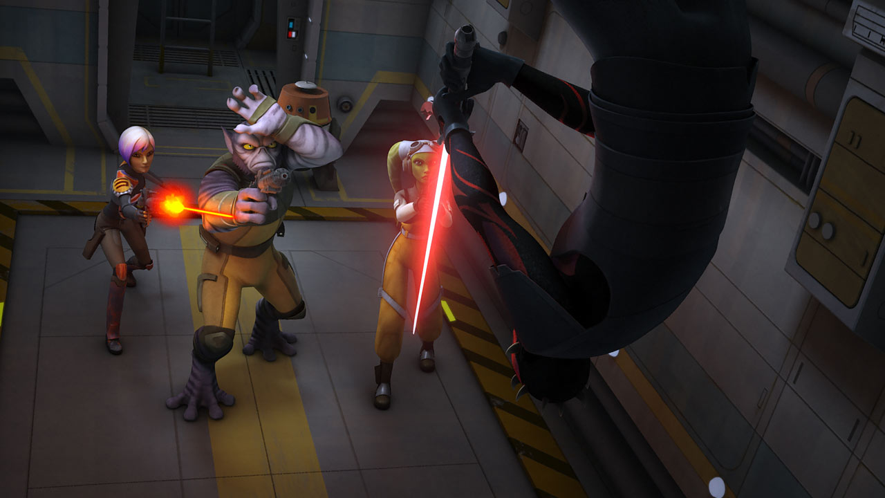 Maul fighting the crew of the Ghost