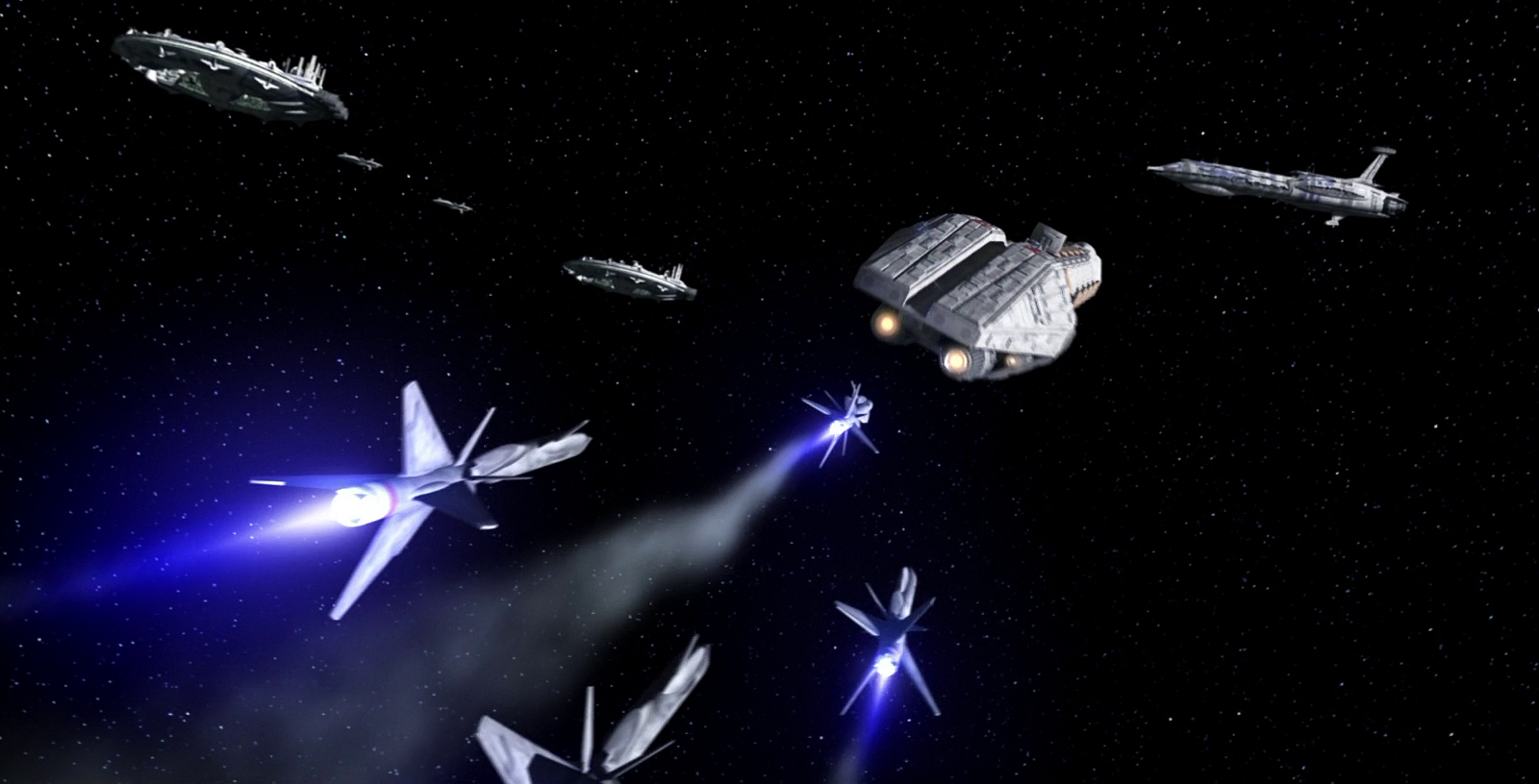 The Republic stealth ship guides the homing missiles back toward the Invincible