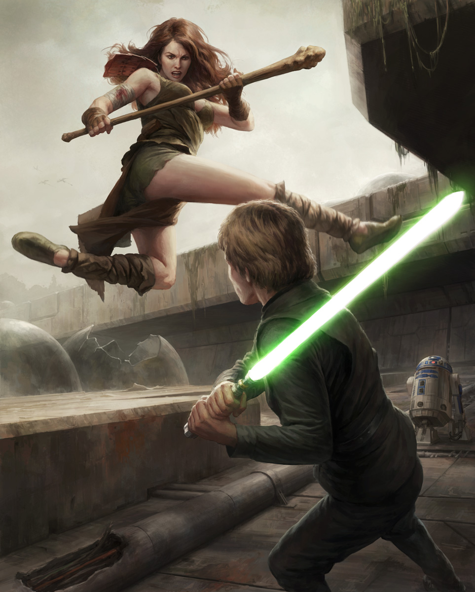 Luke fighting Teneniel Djo in the ruins of the Chu'unthor.