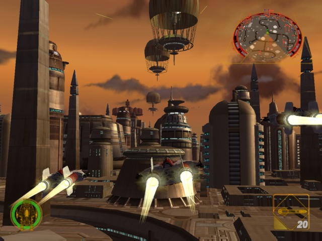 Rogue squadron attacks the power generator in Cloud City.