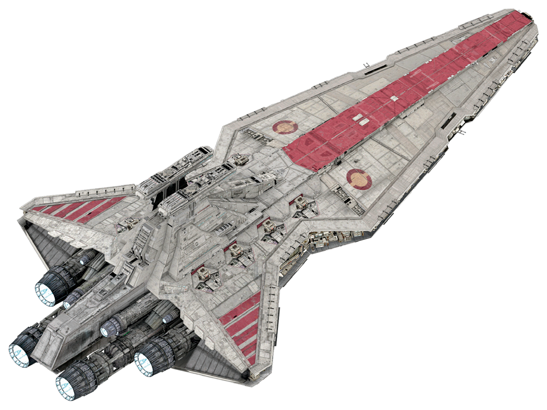 A new version of the Venator-class featured smaller doors on the ship's dorsal side.