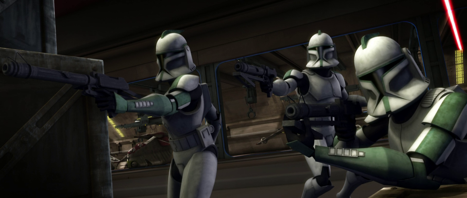 Green Company engages Separatist forces onboard the Tranquility.