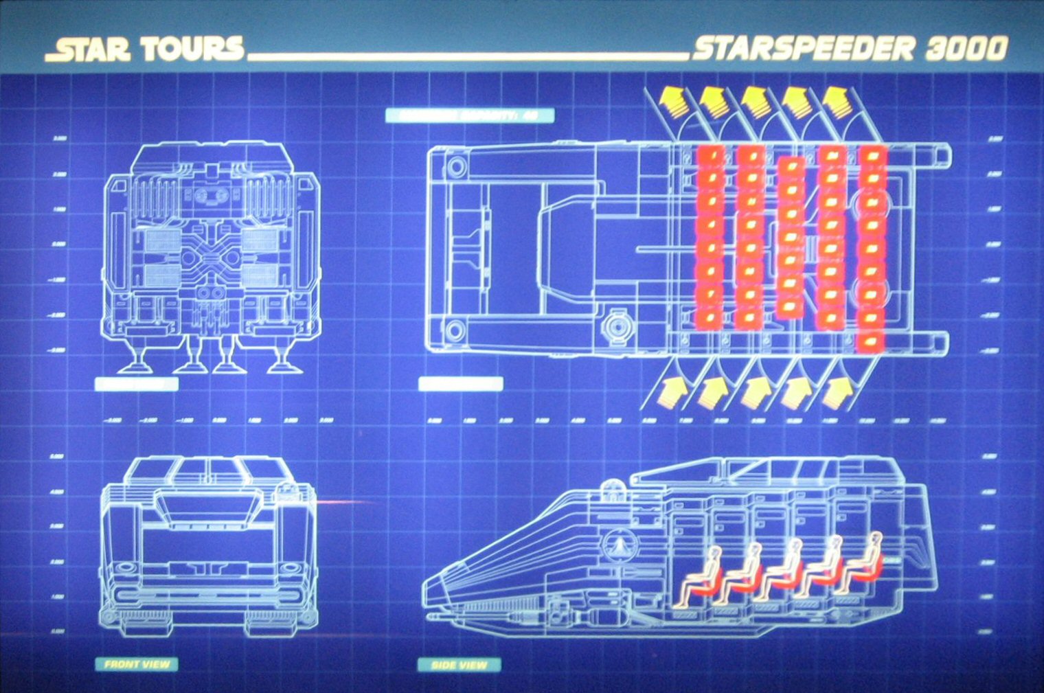 Technical specifications for the StarSpeeder 3000 (from the Disney's Hollywood Studios version of the ride)