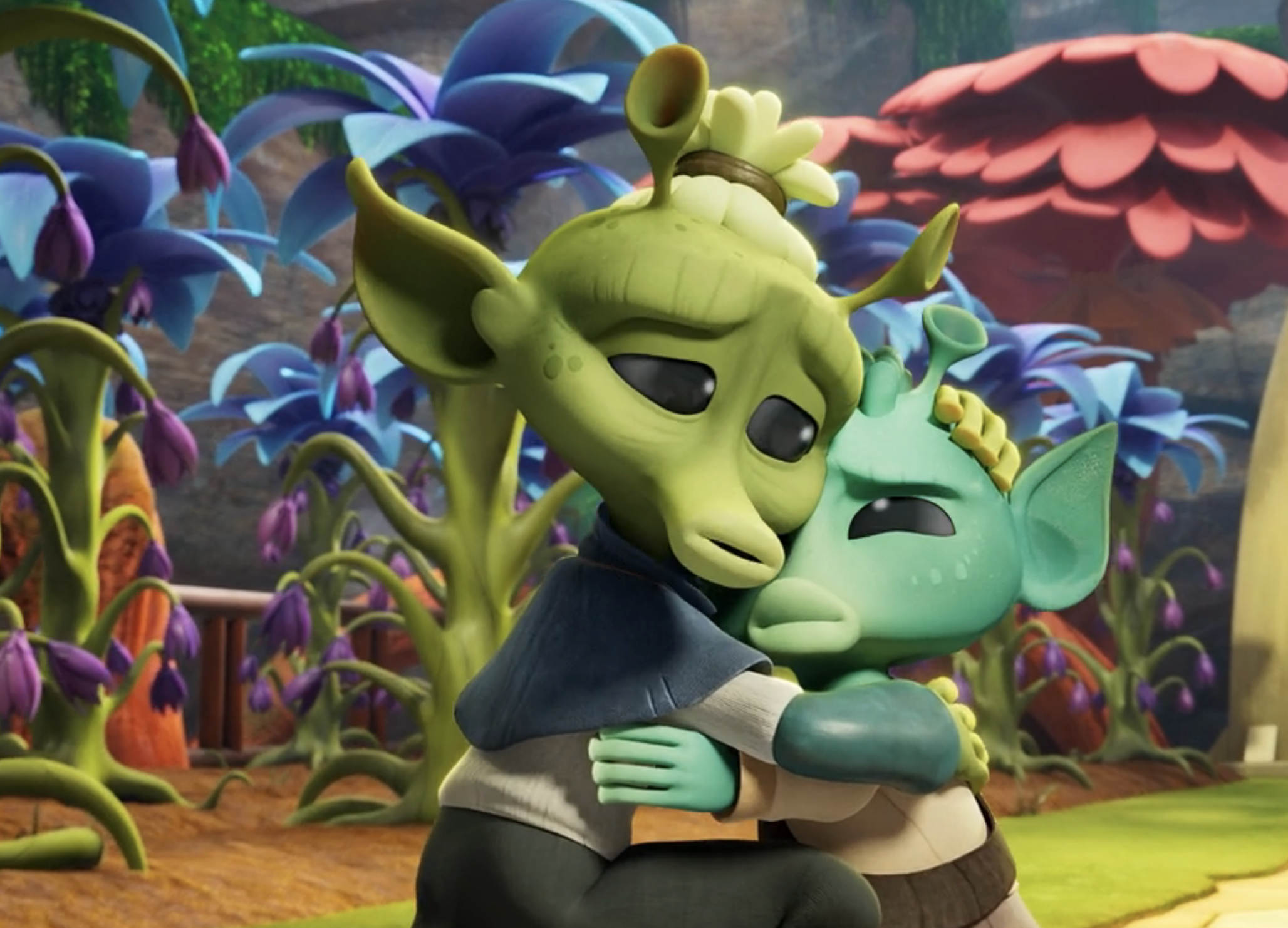 Weebo (left) consoles her grandson.