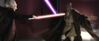 Palpatine duella con Mace Windu nel suo ufficio.