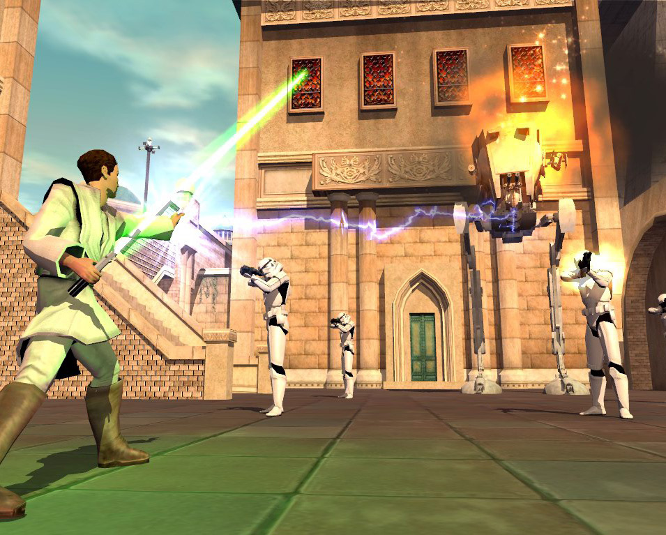 Imperial forces attacking a Force-sensitive during the battle