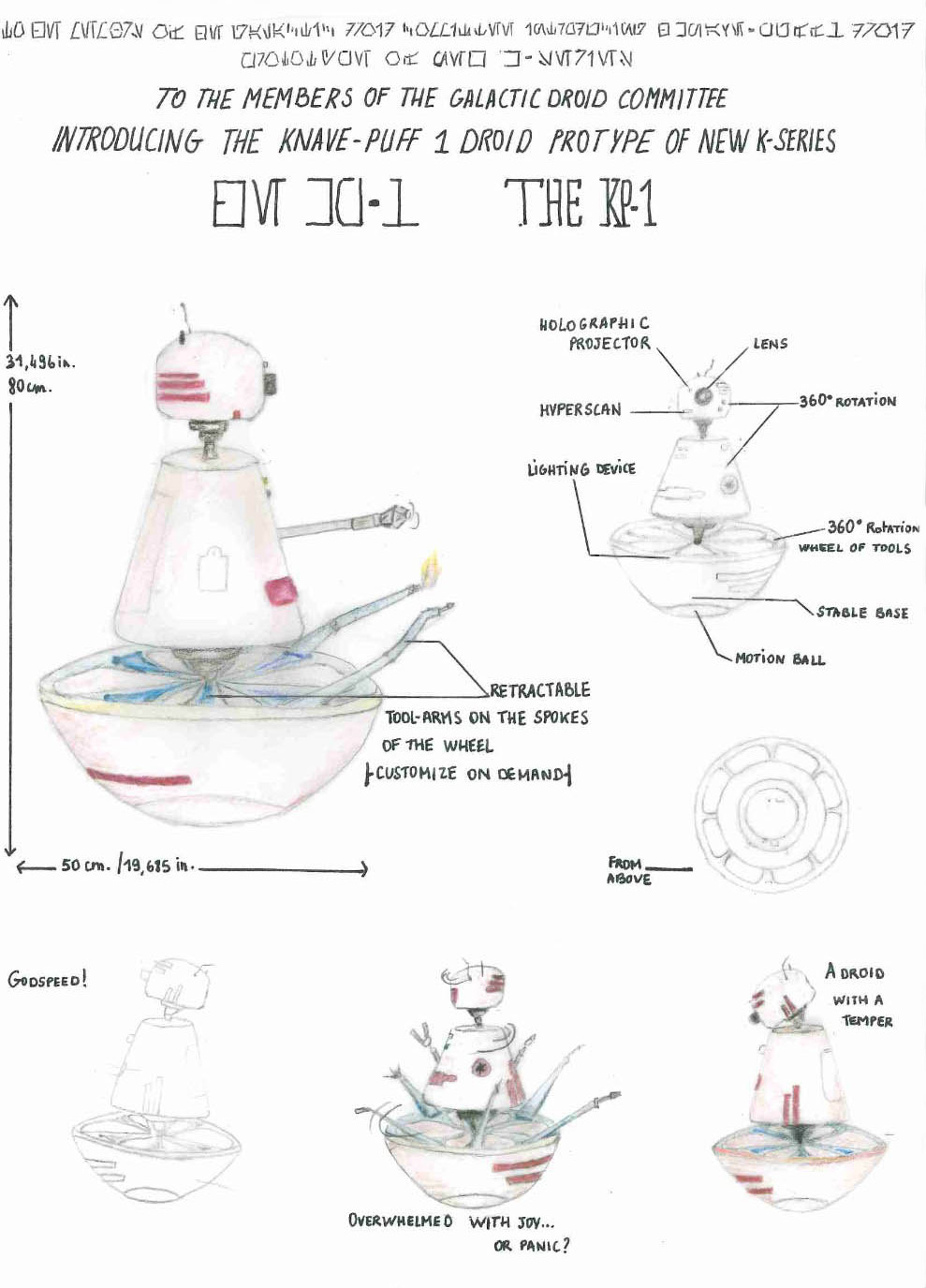 Camille Manet's final sketch of KP-1