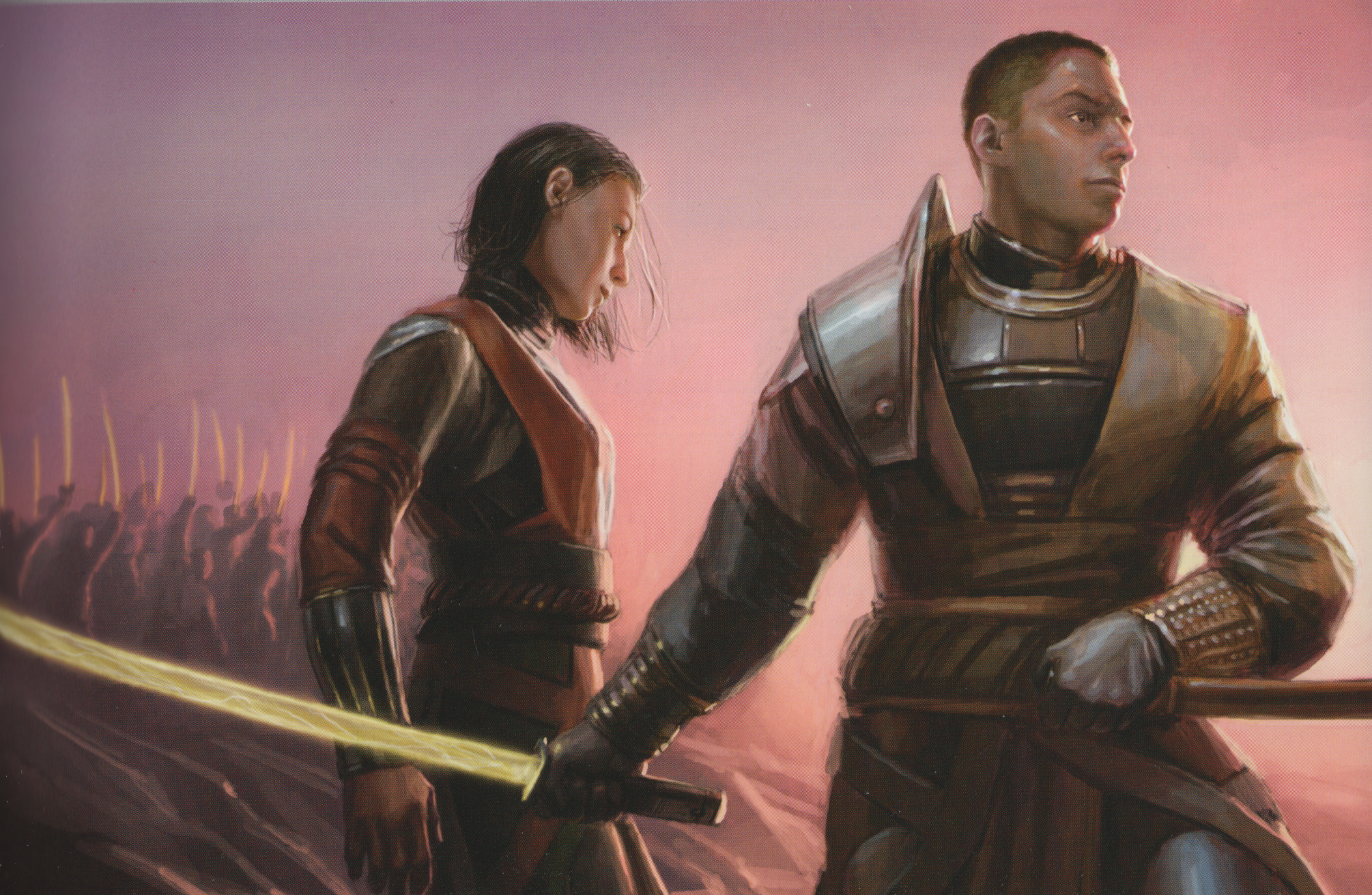 General Xendor (right) was killed during the Battle of Columus, which Arden Lyn (left) claimed to have witnessed despite not being present at the time.