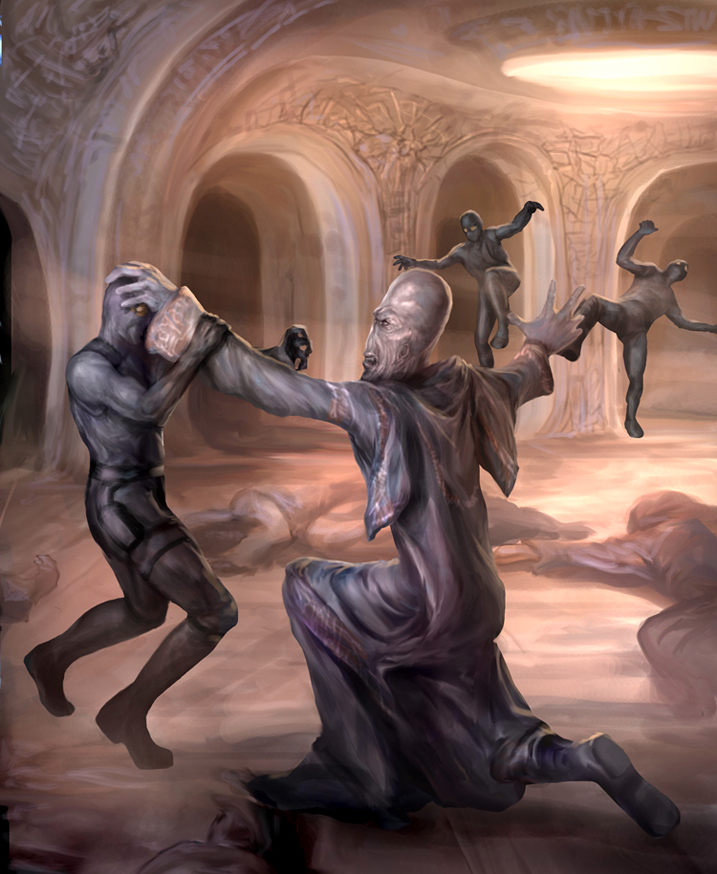 Darth Plagueis defends himself from the Maladians.