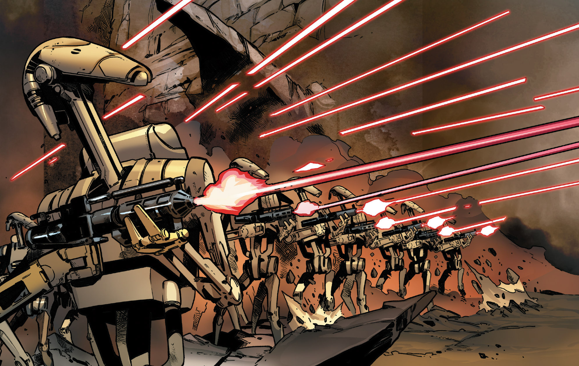 B1 battle droids ambush the Republic troops